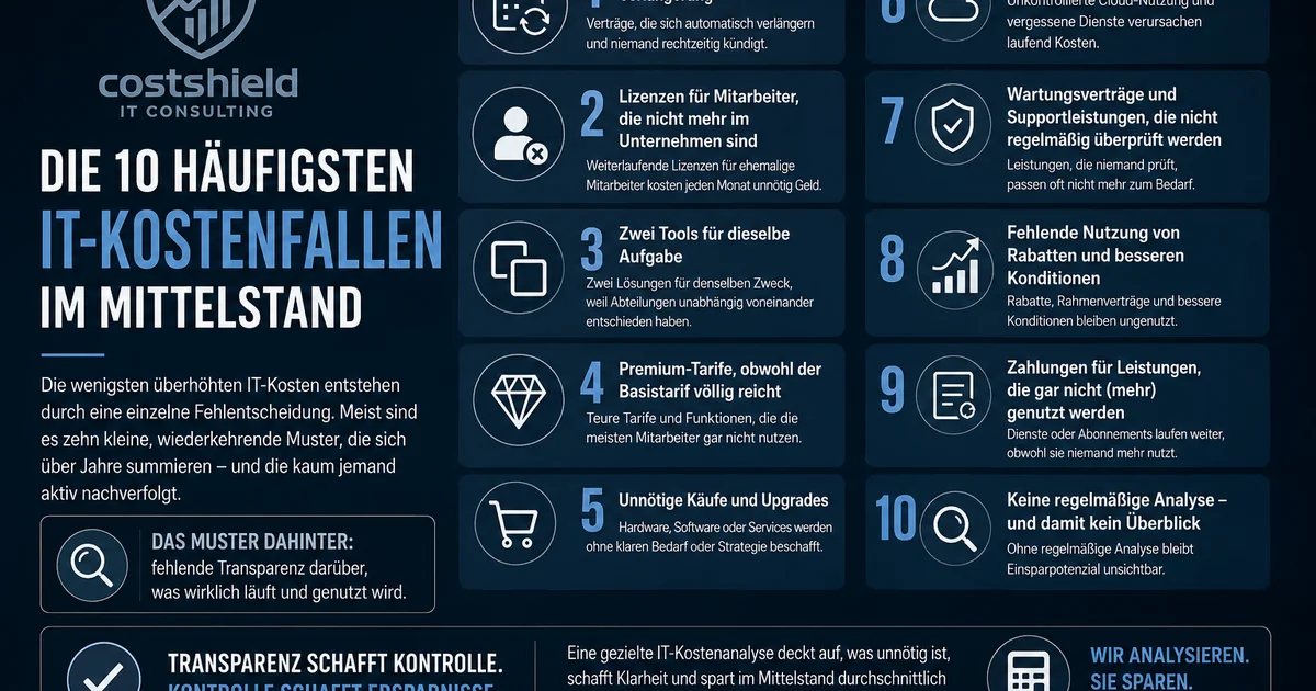 Infografik: Die 10 häufigsten IT-Kostenfallen im Mittelstand