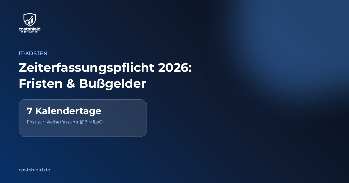 Symbolgrafik Zeiterfassungspflicht 2026: Fristen und Bußgelder