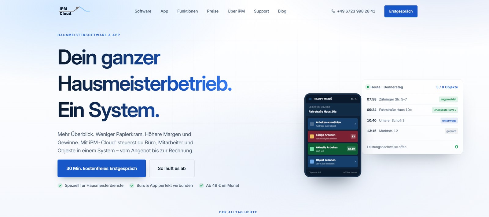 Neu aufgebaute Website von iPM Cloud